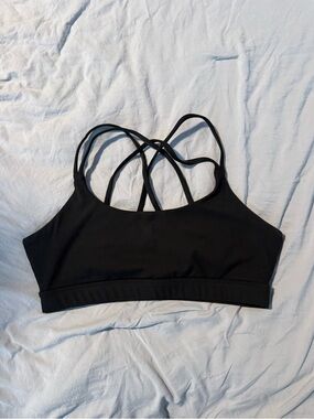 Strappy Black Sports Bra with Crisscross Back
